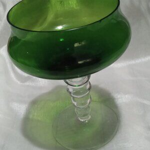 Replacement 7" piece green margarita glass clear stem vintage like